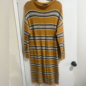 Solutions Sweater Dress Yellow Stripe Acrylic  L